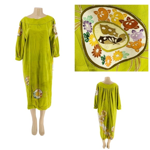 Vintage 1950’s Chartreuse Hawaiian Hand Made Dress